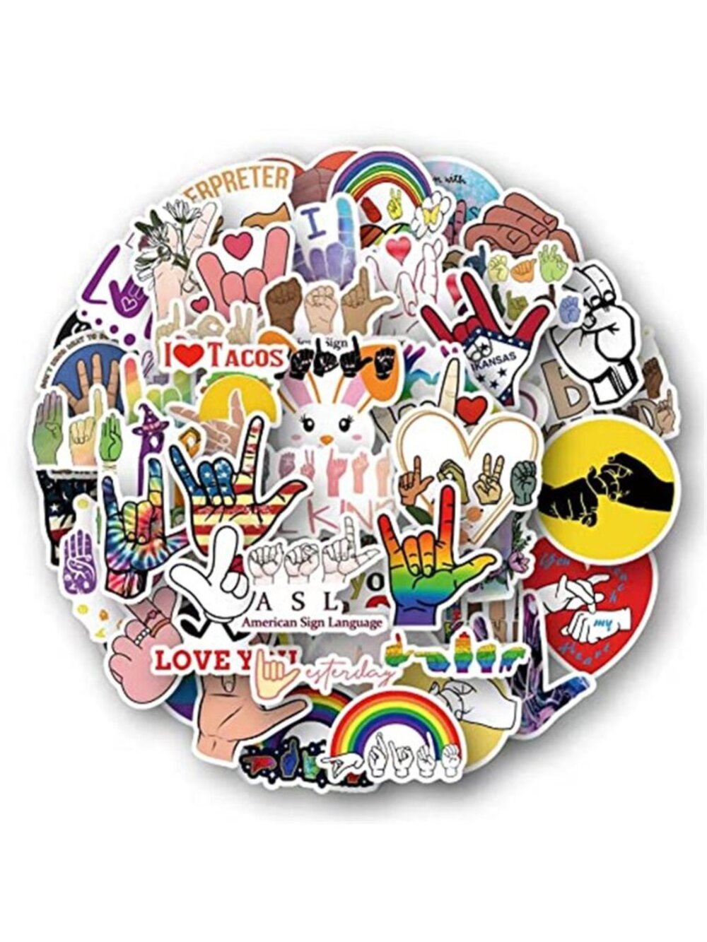 ASL Stickers |50Pcs American Sign Language Waterproof Vinyl Decals